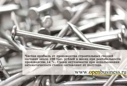 Свій бізнес виробництво будівельних цвяхів (виробництво будівельних цвяхів) Свій бізнес виробництво будівельних цвяхів