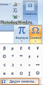 Вставка символів і формул в документ microsoft office word 2007