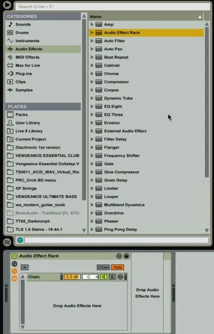 Ableton live будівельні ефекти з поверненням треків (треків) Ableton live будівельні ефекти з поверненням треків