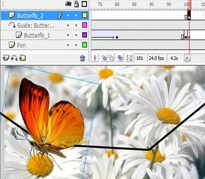 Анімація метелики у флешh (Free Transform Tool) Анімація метелики у флешh