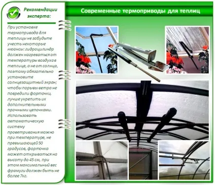 Автоматичне провітрювання теплиць - схеми, креслення, корисні поради (автоматичне) Автоматичне провітрювання теплиць - схеми, креслення, корисні поради