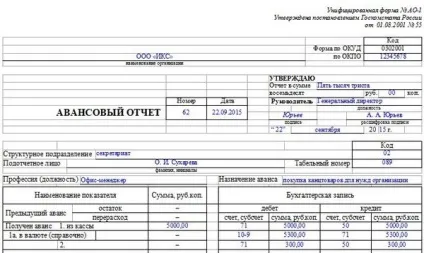 Авансовий звіт завантажити бланк і зразок заповнення (звіт) Авансовий звіт завантажити бланк і зразок заповнення