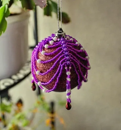 Декоруємо бісером ялинкову кульку - ярмарок майстрів - ручна робота, handmade