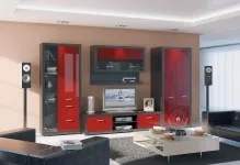 Глянцеві стінки у вітальню меблі біла в зал, фото фасадів і поверхні, емаль сірий металік, (глянцеві) Глянцеві стінки у вітальню меблі біла в зал, фото фасадів і поверхні, емаль сірий металік,