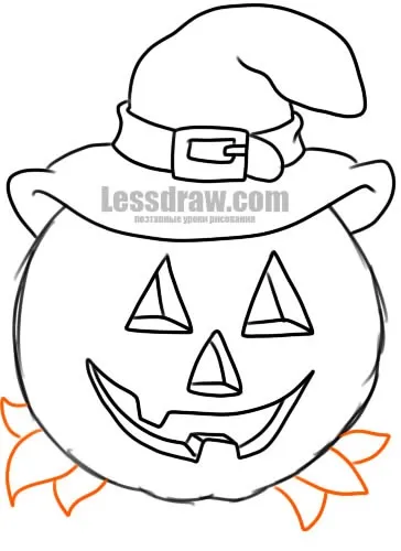 Як намалювати гарбуз в капелюсі на Хеллоуїн, lessdraw (капелюсі) Як намалювати гарбуз в капелюсі на Хеллоуїн, lessdraw
