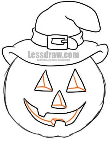 Як намалювати гарбуз в капелюсі на Хеллоуїн, lessdraw (гарбуз) Як намалювати гарбуз в капелюсі на Хеллоуїн, lessdraw