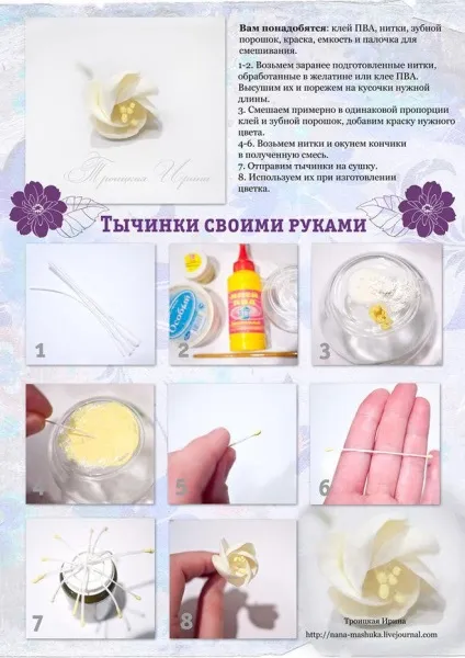 Як зробити тичинки для квітів (квіти) Як зробити тичинки для квітів