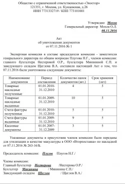Як скласти акт на знищення бухгалтерських документів (бухгалтерських) Як скласти акт на знищення бухгалтерських документів