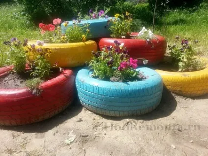 Клумба-гірка з шин своїми руками () Клумба-гірка з шин своїми руками