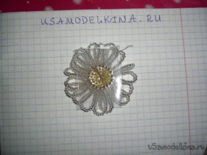 Кошик - конфетніца з ромашками з бісеру (волосінь нижньої сторони) Кошик - конфетніца з ромашками з бісеру