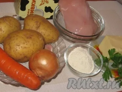 Курка з овочами під сирно-вершковим соусом - рецепт з фото