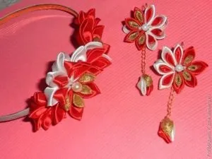 Мк - сережки у стилі канзаші (квіти в волоссі) Мк - сережки у стилі канзаші