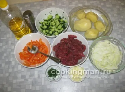М'ясо смажене з картоплею і овочами - кулінарія для чоловіків (м'ясо) М'ясо смажене з картоплею і овочами - кулінарія для чоловіків
