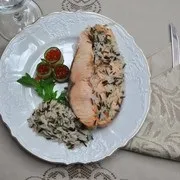 Сьомга, запечена з рисом
