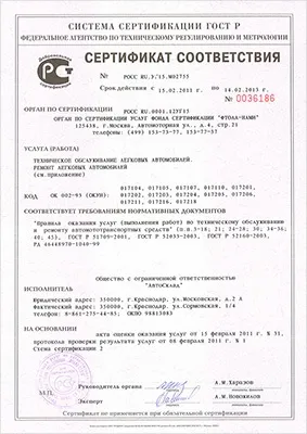 Сертифікація послуг автосервісу (сто) (автосервісу) Сертифікація послуг автосервісу (сто)