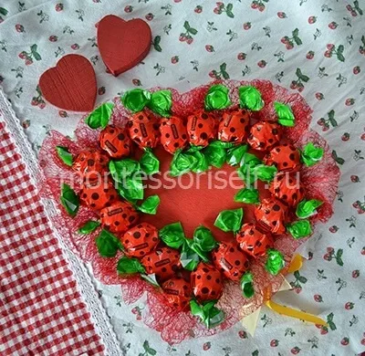 Серце з цукерок своїми руками