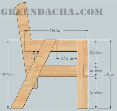 Лавка зі столиком 3d модель, креслення, розміри