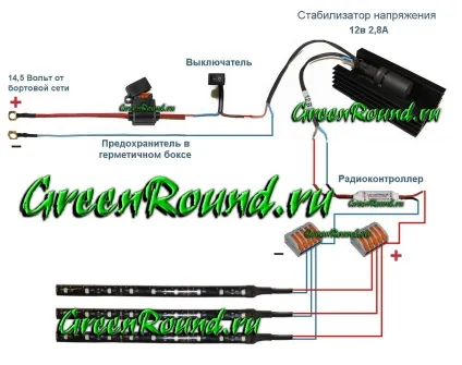Схема підключення світлодіодної стрічки для підсвічування мотоцикла (схема підключення підсвічування на мотоцикл) Схема підключення світлодіодної стрічки для підсвічування мотоцикла
