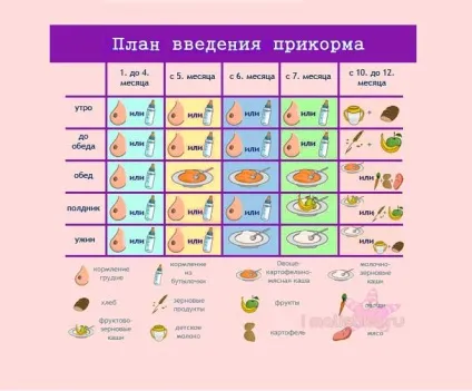 Таблиця прикорму дітей до року по місяцях харчування дитини (прикорму) Таблиця прикорму дітей до року по місяцях харчування дитини