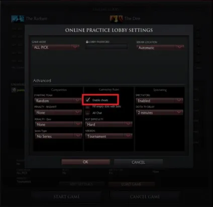 Dota 2 - список команд і чіти в лобі (dota) Dota 2 - список команд і чіти в лобі