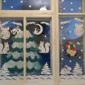 Новорічне прикраса вікон в дитячому саду (новорічне) Новорічне прикраса вікон в дитячому саду