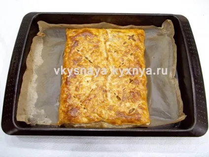 Рецепт пирога з листкового готового тіста з м'ясним фаршем (рецепт) Рецепт пирога з листкового готового тіста з м'ясним фаршем