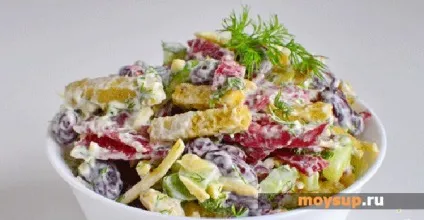 Салат Кириешки ковбаса - покроковий рецепт з фото (Салат Кіріешкі ковбасою) Салат Кириешки ковбаса - покроковий рецепт з фото