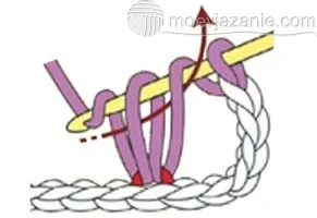 Шишечка з 3 стовпчиків з накидом з однієї петлі, moevjazanie (шишечка) Шишечка з 3 стовпчиків з накидом з однієї петлі, moevjazanie