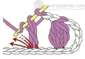 Шишечка з 3 стовпчиків з накидом з однієї петлі, moevjazanie (шишечка) Шишечка з 3 стовпчиків з накидом з однієї петлі, moevjazanie