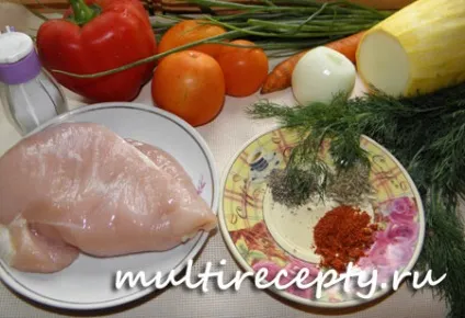 Тушковані кабачки з куркою в мультиварці покроковий рецепт