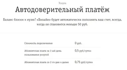 Автодоверітельний платіж »від Білайн докладний опис (платіж) Автодоверітельний платіж »від Білайн докладний опис
