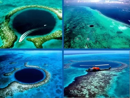 Велика (велика) синя діра або great blue hole в Белізі; блакитна діра в Дахабі (Єгипет); блакитна