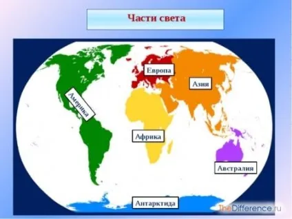 Чим відрізняються материки від частин світу, в чому різниця (частин) Чим відрізняються материки від частин світу, в чому різниця