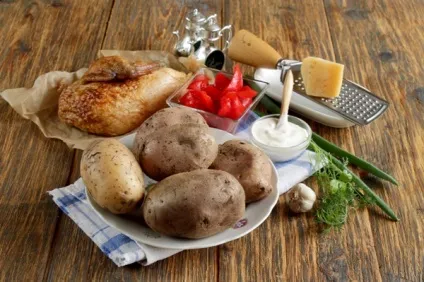 Фарширований картопля запечений у фользі в духовці рецепт з фото (інгредієнти) Фарширований картопля запечений у фользі в духовці рецепт з фото