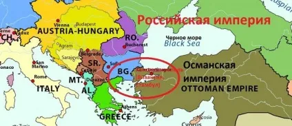 Межі Османської імперії, карта російською (імперії) Межі Османської імперії, карта російською