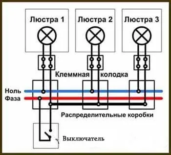 Як підключити люстру на 2, 3, 4, 5 і більше лампочок до вимикача (більше) Як підключити люстру на 2, 3, 4, 5 і більше лампочок до вимикача