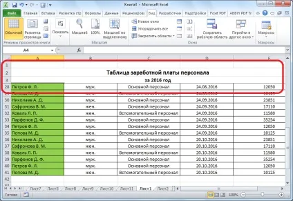 Як закріпити заголовок в excel