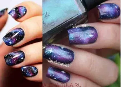 Космічний манікюр дизайн нігтів зоряне небо на нігтях 2017 фото тенденції малюнки (манікюр північне сяйво) Космічний манікюр дизайн нігтів зоряне небо на нігтях 2017 фото тенденції малюнки