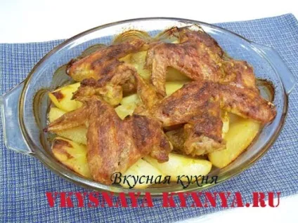 Курячі крильця, запечені в духовці з картоплею, рецепт з фото (картоплею) Курячі крильця, запечені в духовці з картоплею, рецепт з фото