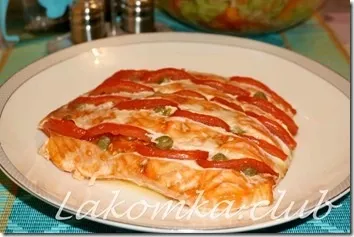 Лосось запечений з помідорами в духовці (духовці) Лосось запечений з помідорами в духовці