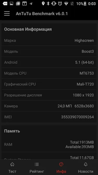 Місяць з аудіофільских смартфоном highscreen boost 3