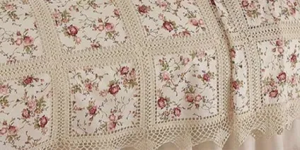 Покривало з квадратів тканини з в'язаній гачком каймою, затишок і тепло мого будинку (покривало) Покривало з квадратів тканини з в'язаній гачком каймою, затишок і тепло мого будинку