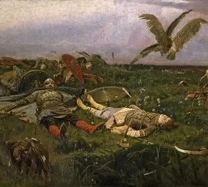 Після побоїща Ігоря Святославича з половцями, Васнецов, 1880 (половцями) Після побоїща Ігоря Святославича з половцями, Васнецов, 1880