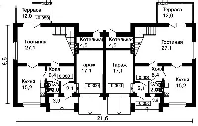 Проекти та планування будинків і котеджів на дві сім'ї (планування) Проекти та планування будинків і котеджів на дві сім'ї
