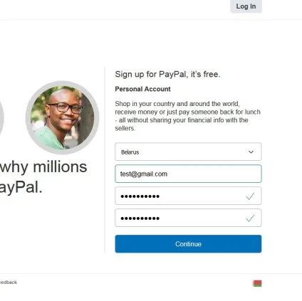 Реєстрація в paypal