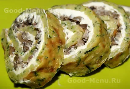 Рулет з кабачків з сиром і грибами - рецепт з покроковими фото (сиром) Рулет з кабачків з сиром і грибами - рецепт з покроковими фото