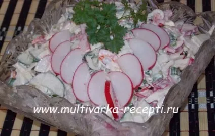 Салат з редису, капусти, перцю і огірків (салат з овочів) Салат з редису, капусти, перцю і огірків