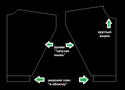 Форма кофти кажан