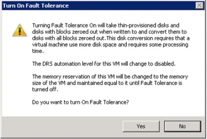 Vmware fault tolerance