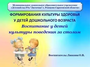 Виховання звичок і культури поведінки за столом у дітей дошкільного віку (дітей) Виховання звичок і культури поведінки за столом у дітей дошкільного віку
